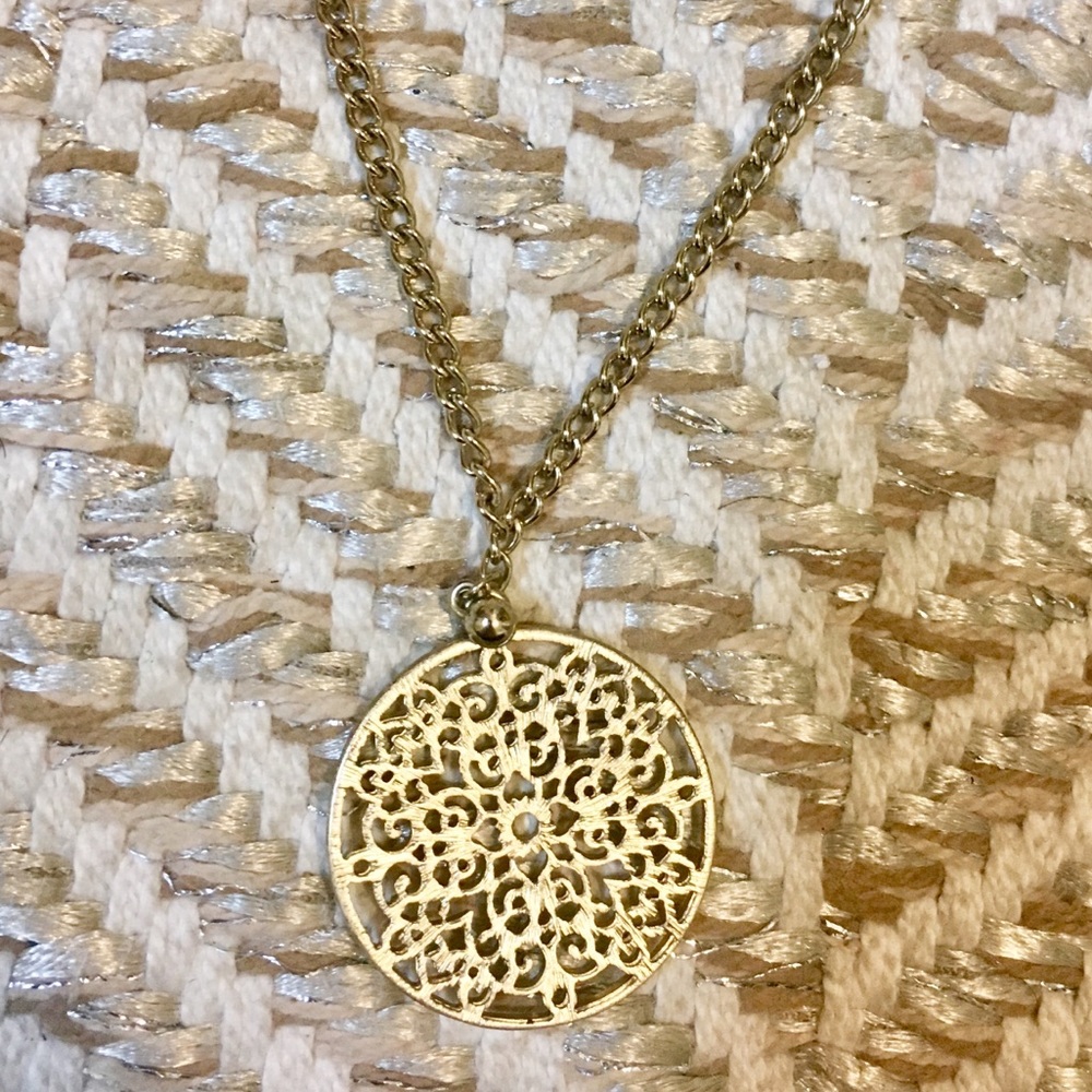 Lucky Brand Gold Woven Sun Circle Necklace - Picture 3 of 8